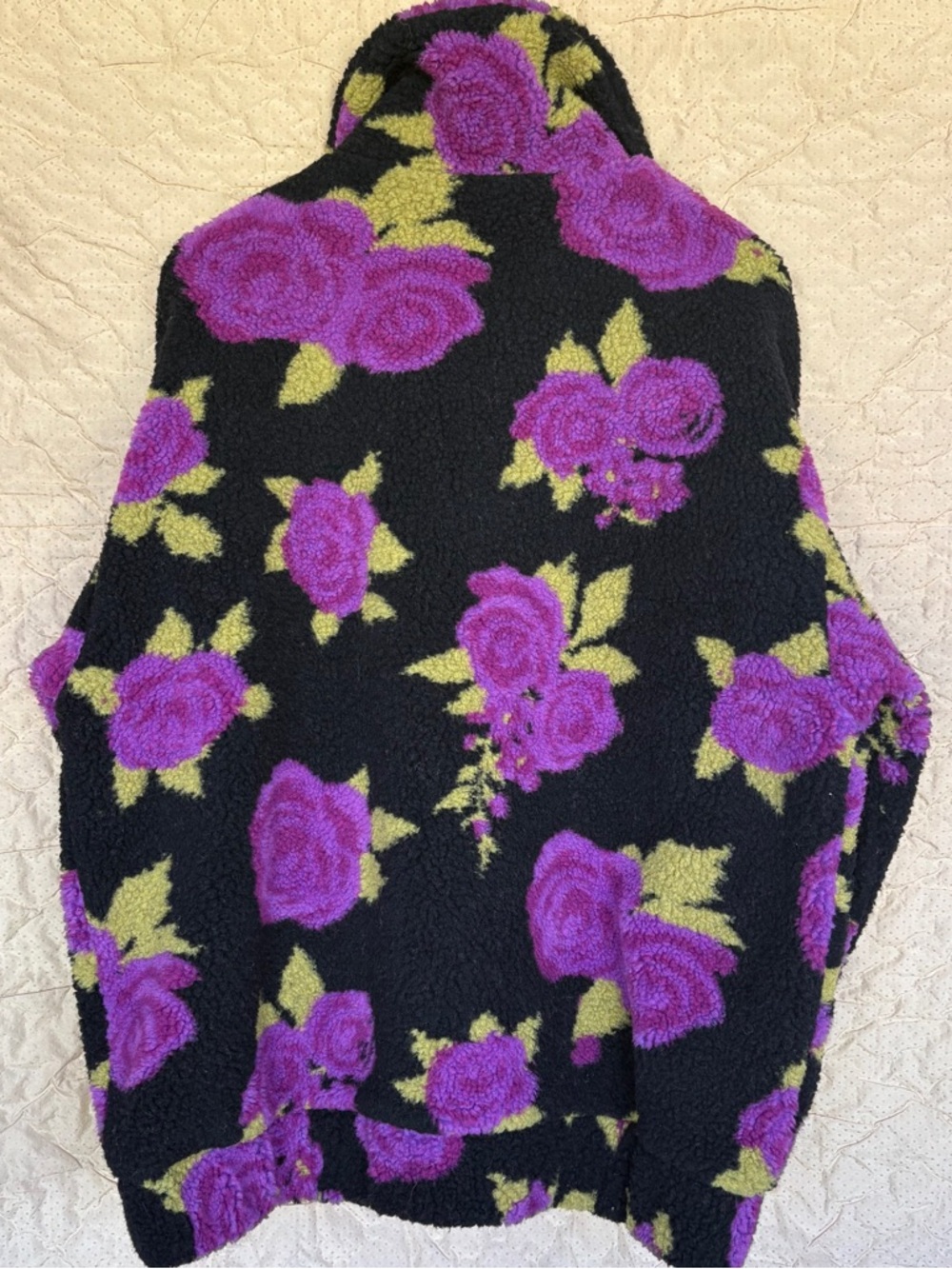 Dolls Kills Current Mood Sz Small/Medium Teddy Sherpa Jacket Coat Rose Floral - Picture 2 of 7